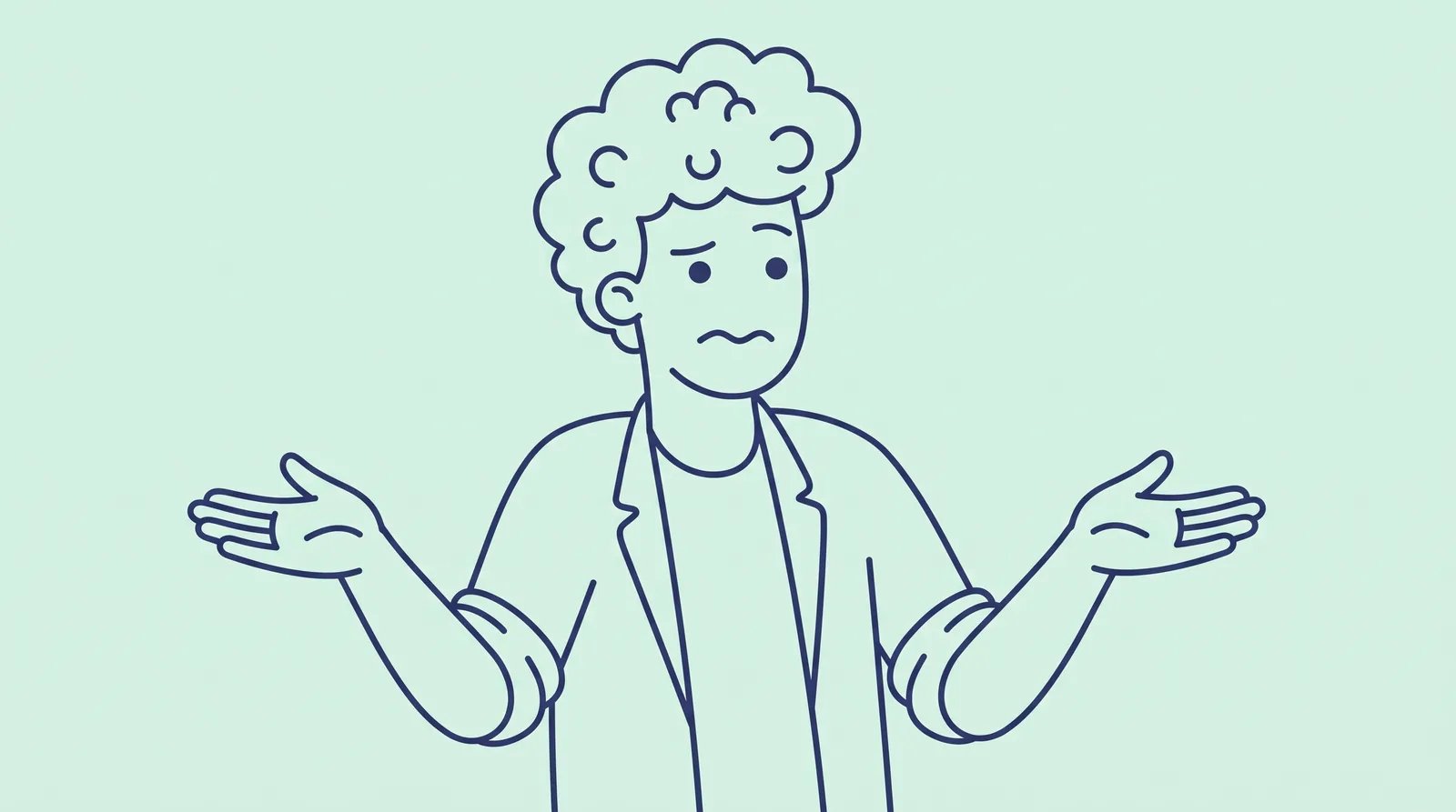 Ilustración de un hombre que abre los brazos con las palmas hacia arriba en gesto de no entender