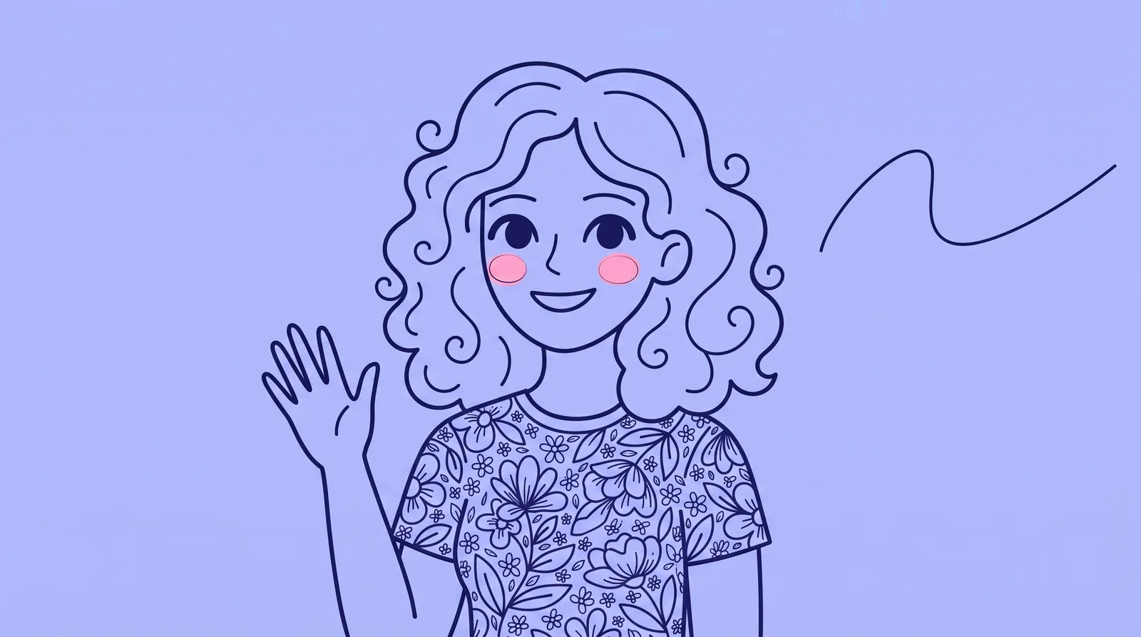 Retrato ilustrado de Diarleth García saludando